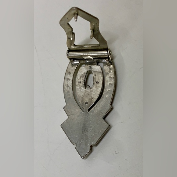 Mid Century Vintage Art Deco Silver Tone Rhinestone Clip On Brooch - Picture 12 of 12